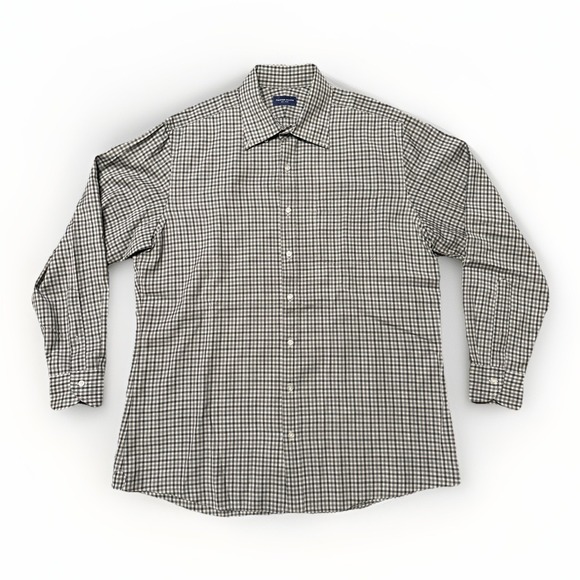 Proper Cloth Shirt Mens XL Gray Long Sleeve Casual Cotton Business Check Adult - Picture 1 of 4